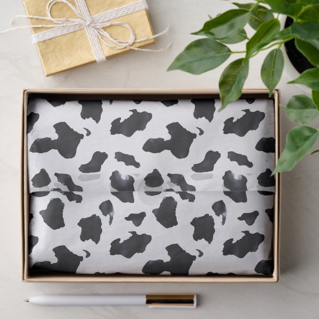 Black White Cow Print Birthday Tissue Paper (Gift)