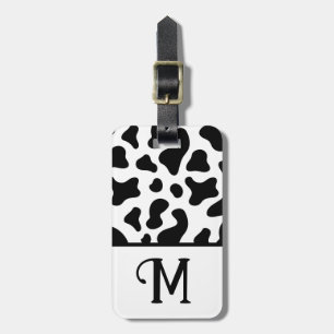 Black & White Cow Print, Colour Block Kid's Initia Luggage Tag