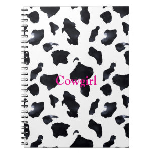 Black White Cow Print Cowgirl Notebook