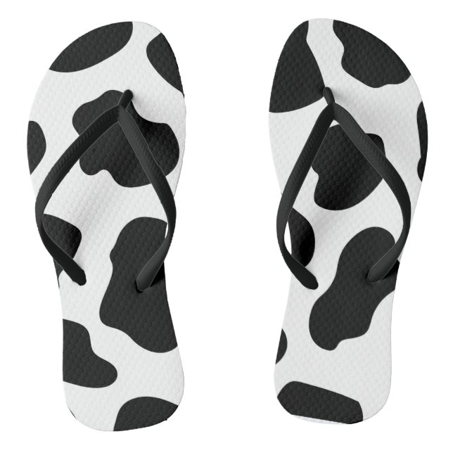 Black White cow print  Flip Flops (Footbed)
