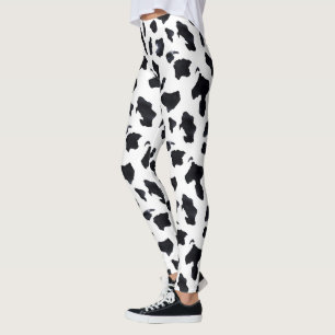 Black White Cow Print Leggings