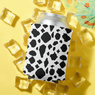 Black White Cow Print Pattern Trendy Modern Can Cooler