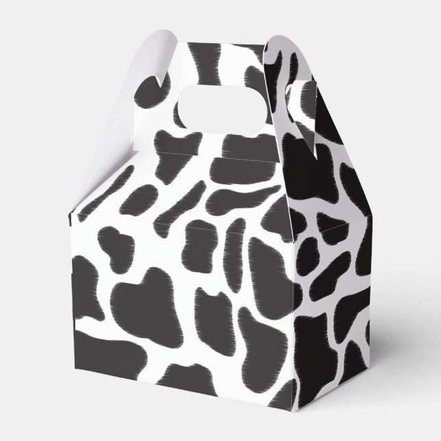 Black & White Cow Spot Animal Pattern  Favour Box (Front Side)