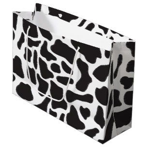 Black & White Cow Spot Animal Pattern  Large Gift Bag