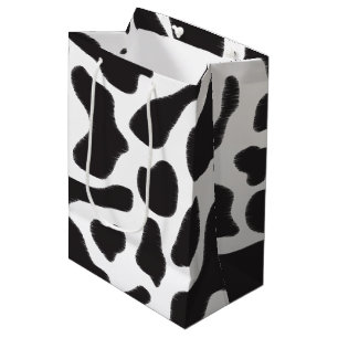 Black & White Cow Spot Animal Pattern Medium Gift Bag