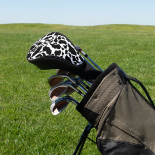 Black & White Cow Spots Animal Print Pattern Golf Head Cover