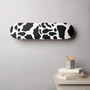 Black & White Cow Spots Animal Print Pattern Skateboard