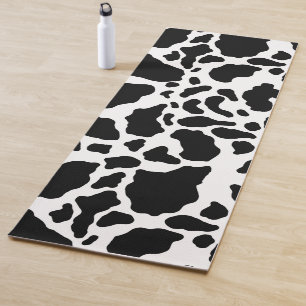 Black & White Cow Spots Animal Print Pattern Yoga Mat
