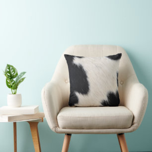 black white cow texture fur skin leather animal ha cushion