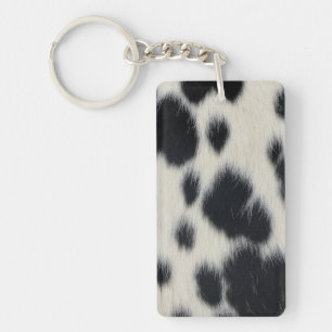 black white cow texture fur skin leather animal ha key ring
