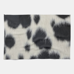 black white cow texture fur skin leather animal ha tea towel