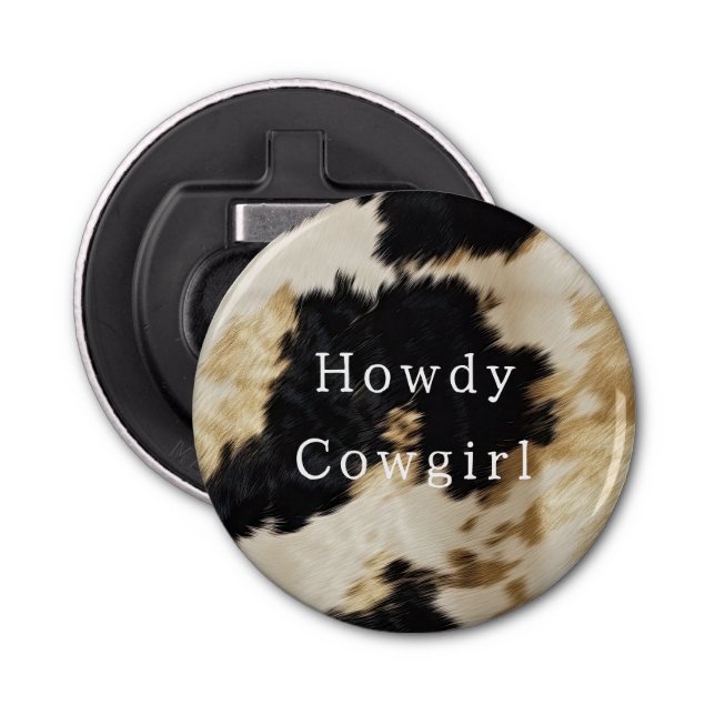 Black White Cowhide Bottle Opener (Front)