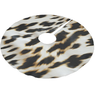 Black White Cowhide Brushed Polyester Tree Skirt