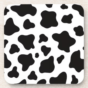 Black White Cowhide Farmhouse modern rustic Coaster