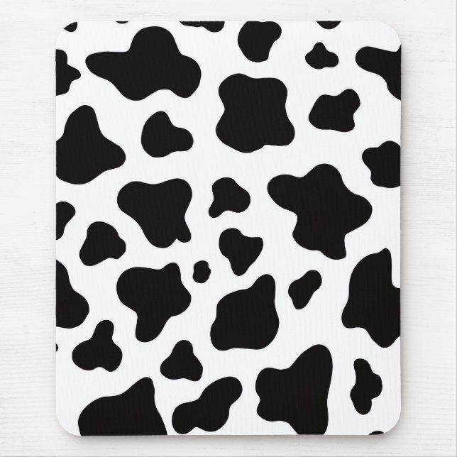 Black White Cowhide Farmhouse modern rustic Mouse Mat (Front)