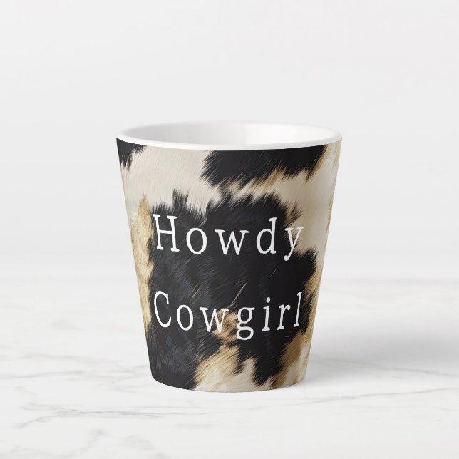 Black White Cowhide Latte Mug (Front)