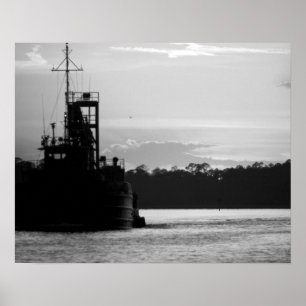 Black & White Crab Boat in the Sunset 16x20  Poster