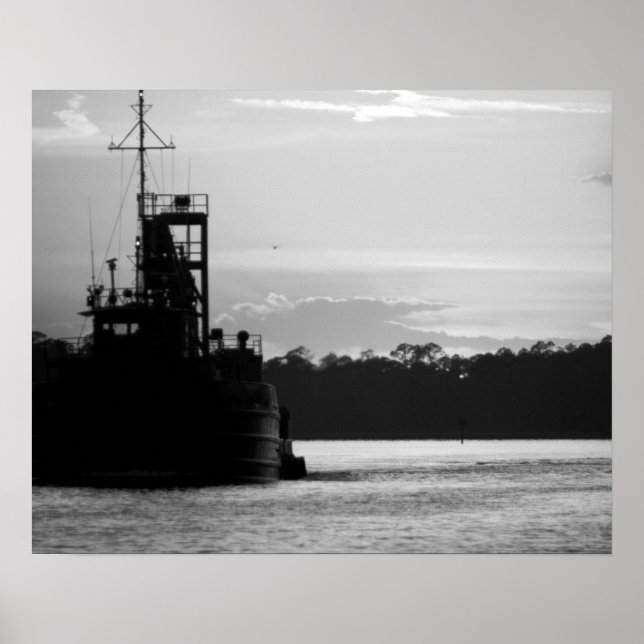 Black & White Crab Boat in the Sunset 16x20  Poster (Front)