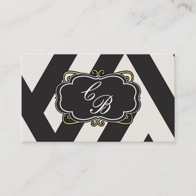 Black White Cream & Gold Boutique Business Card (Front)