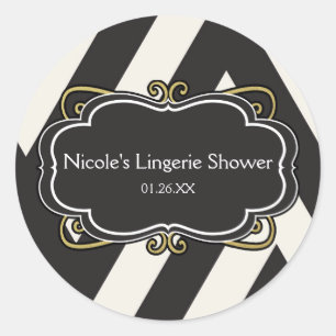 Black White Cream & Gold Lingerie Shower Stickers