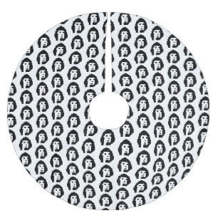 Black white cryptopunk brushed polyester tree skirt