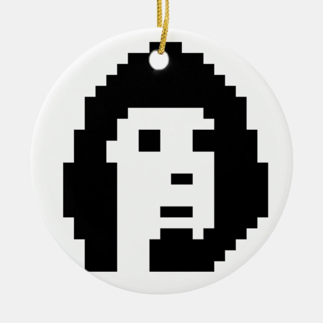 Black white cryptopunk ceramic tree decoration (Front)
