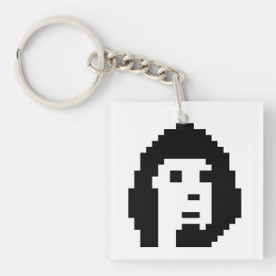 Black white cryptopunk key ring