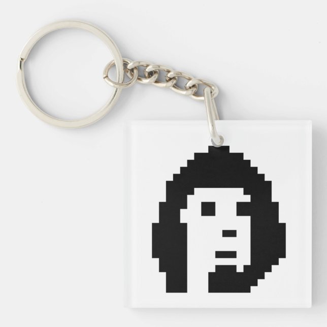 Black white cryptopunk key ring (Front)