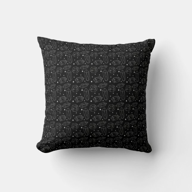 Black white crystals  cushion (Front)