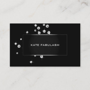 Black White Crystals Diamon Fashion Stylist Beauty Business Card