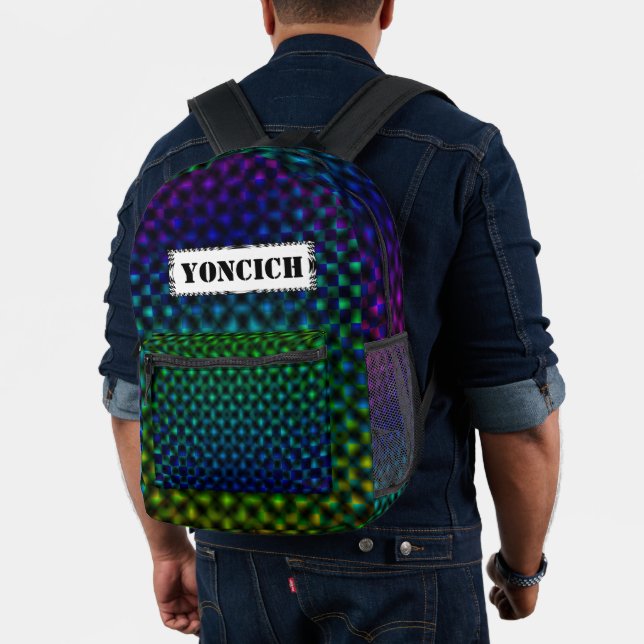 Black & White Cube Life by Kenneth Yoncich Printed Backpack (Insitu (Model))
