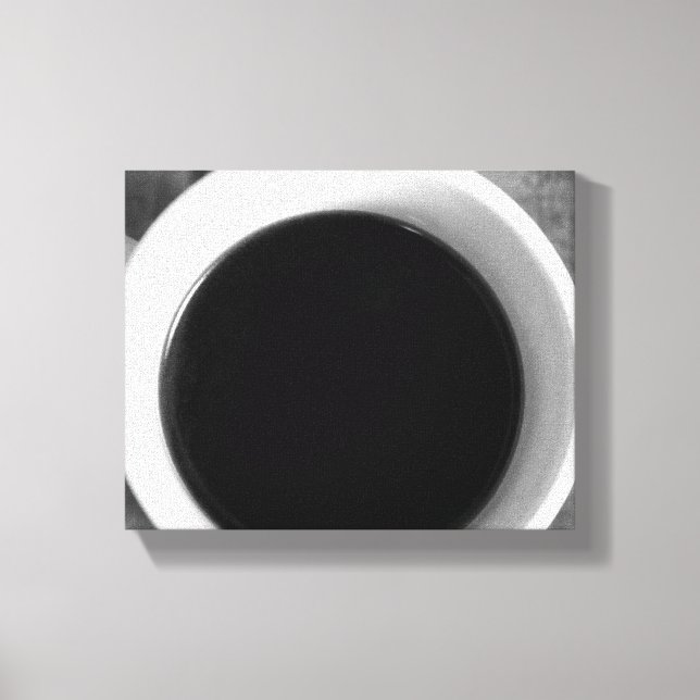 Black & White Cup of Coffee on an Old Crate 8x10 Canvas Print (Front)