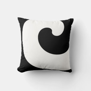 Black White Curl Spiral Minimalistic Cushion