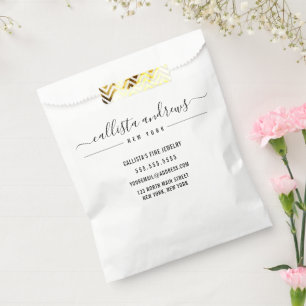 Black White Cursive Craft Business Packaging Favour Bags