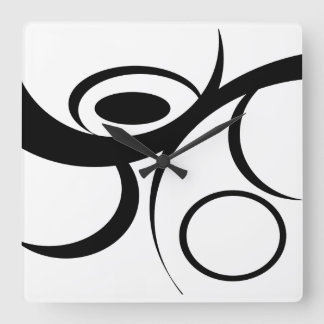 Black White Curve Design  Square Wall Clock