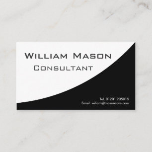 Black White Curved, Professional Business Card