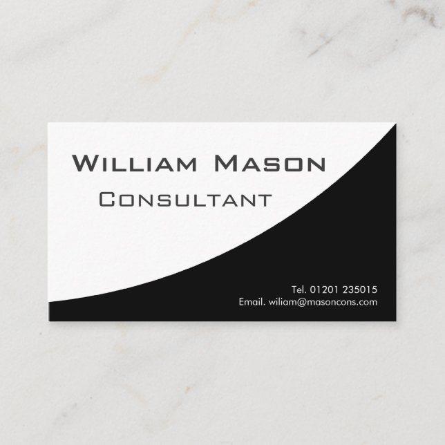 Black White Curved, Professional Business Card (Front)