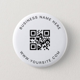 Black & White Custom Business Company QR Code Scan 6 Cm Round Badge