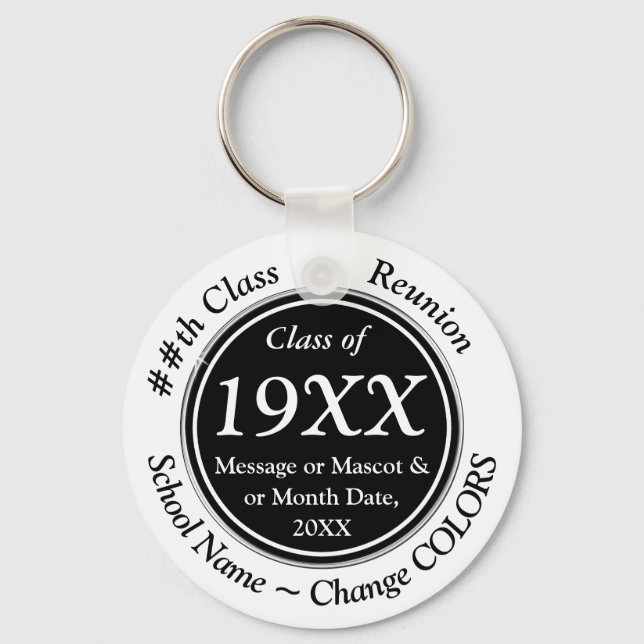 Black, White, Custom, Class of 1972, Party Favours Key Ring (Front)