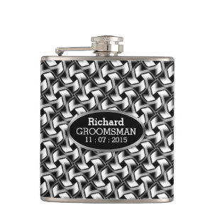 Black White Custom Design Stylish Groomsmen Gift Hip Flask