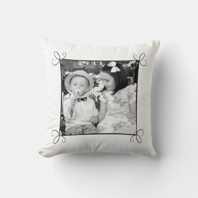 Black & White Custom Framed Photo Pillow (Front)