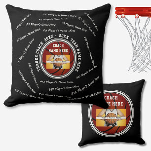 Black White Custom Gifts for Basketball Coaches Cushion
