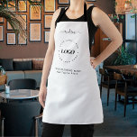 Black White Custom Logo Business Professional Apro Apron<br><div class="desc">Promote your business with this modern,  professional apron featuring custom logo,  elegant calligraphy name & text. Easily add your details by clicking on the "personalise" option.</div>