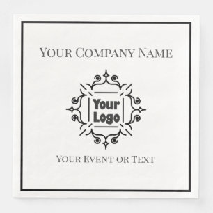 Black & White Custom Logo Company Event Napkin