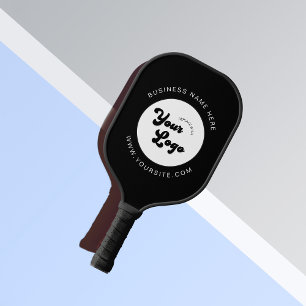 Black & White Custom Logo Text Business Corporate Pickleball Paddle