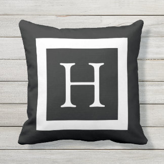 Black White Custom Monogram Cushion