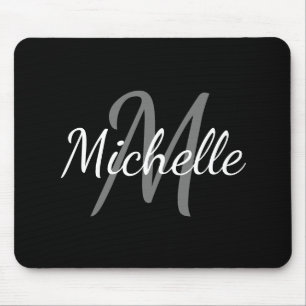 Black & White Custom Monogram Cute Mousepad