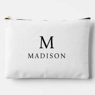 Black & White  Custom Name Accessory Pouch