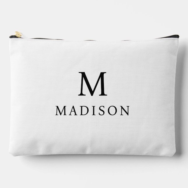 Black & White  Custom Name Accessory Pouch (Front)