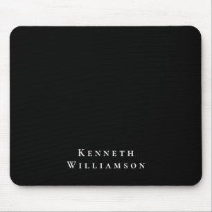 Black White Custom Name Minimalist Modern Men  Mouse Mat